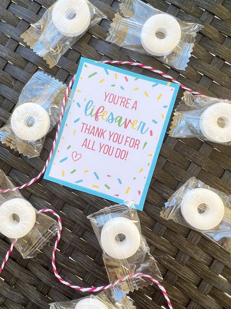 Lifesaver Gift Tags - Leah With Love Lifesavers Candy Quotes, Lifesaver Teacher Appreciation, You’re A Lifesaver Free Printable, You Are A Lifesaver Printable Tag Free, Life Savers Candy Quotes Gift Ideas, Lifesaver Candy Sayings, Free Teacher Appreciation Printables, Secret Pal Gifts, Lifesaver Candy