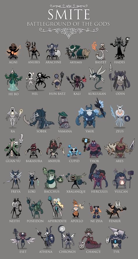 Smite X Hollow Knight, Hollow Knight All Characters, Hollow Knight Crossover, Knight Design Character, Hollow Knight Concept Art, Monster Ideas Character Design, Hollow Knight Characters, Knight Character Design, Hollow Knight Art