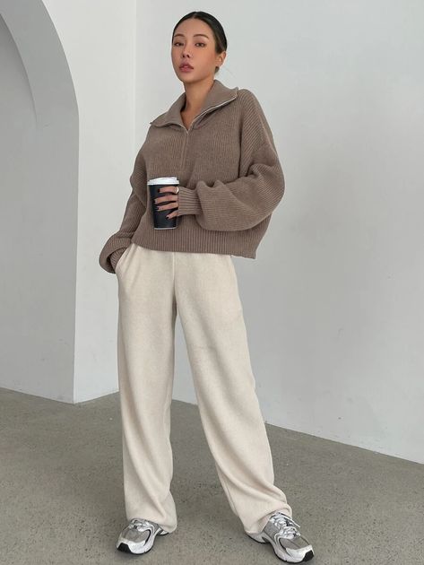 DAZY Half Zipper Drop Shoulder Sweater | SHEIN USA Zipper Outfit, Drop Shoulder Sweater, Drop Shoulder Sweaters, Airport Outfit, Shoulder Sweater, Drop Shoulder, Normcore, Zipper, How To Wear