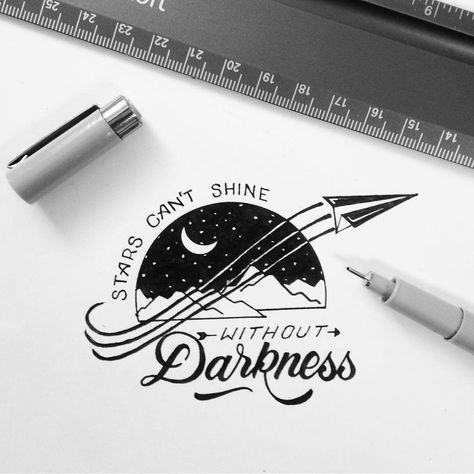 Stars can't shine without darkness by @emladjei #designspiration #lettering #design #creative #art #inspiration - View this Instagram https://www.instagram.com/Designspiration/ Success Drawing, Tattoo Painting, Typography Tattoo, Calligraphy Ideas, Schrift Design, Calligraphy Quotes, Portfolio Inspiration, Print Media, Calligraphy Letters