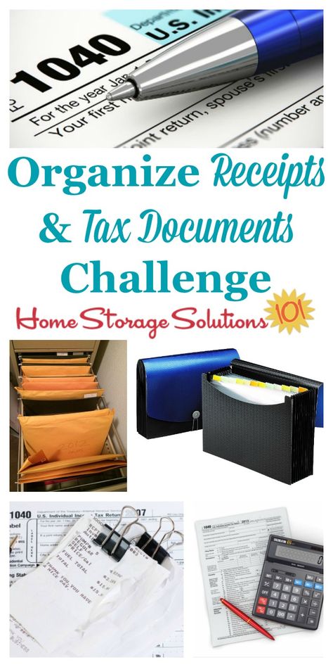 How to organize taxes and receipts, with step by step instructions {part of the 52 Week Organized Home Challenge on Home Storage Solutions 101} #PaperOrganization #OrganizeTaxes #OrganizeReceipts Organize Receipts, Tax Organization, Clutter Solutions, Receipt Organization, Office Organization At Work, Office Storage Solutions, Financial Organization, Organizing Paperwork, Bill Organization