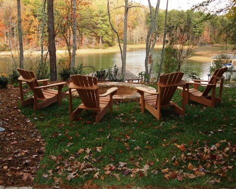 Fire Pit With Adirondack Chairs, Garden Scapes, In Ground Fire Pit, Fire Pit Gallery, Backyard Escape, Maine Summer, Outdoors Ideas, Pretty Homes, Natural Gas Fire Pit