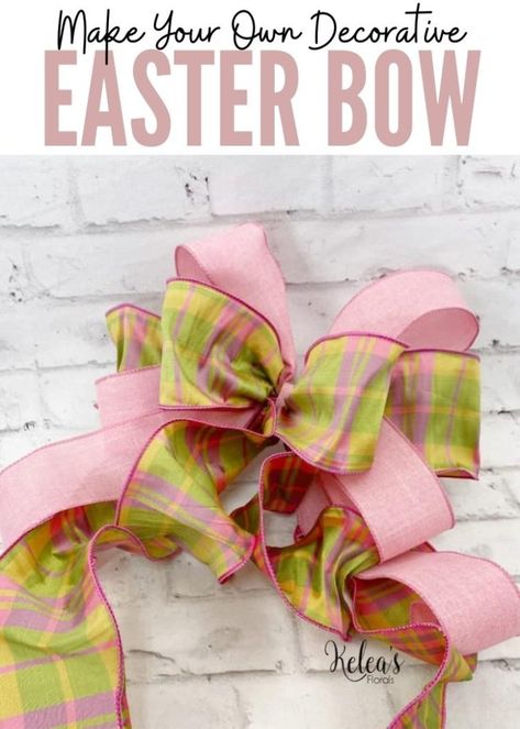 Create your own Easter bow for your next DIY holiday decor session. Easter Bunny Centerpiece, Diy Seasonal Decor, Easter Door Wreaths, Easter Bows, Easter Door, Cute Easter Bunny, Bow Tutorial, Christian Decor, Diy Holiday Decor