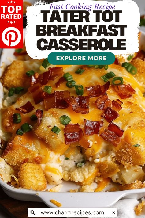 How to Make a Delicious Tater Tot Breakfast Casserole Breakfast Tater Tot Casserole With Bacon, Cheesy Tater Tot Breakfast Casserole, Tator Tot Casserole Breakfast, Tater Tot Casserole Breakfast, Breakfast Tater Tot Casserole, Tator Tot Breakfast, Tot Breakfast Casserole, Cheesy Tater Tots, Tater Tot Recipes