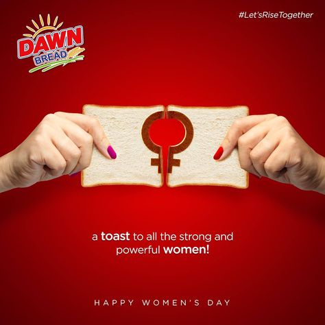 Women's Day Creative Ads, Bread Ads, Minimal Ads, We Rise By Lifting Others, Women's Day 8 March, Womens Month, Women Day, Ads Creative Advertising Ideas, Graphics Design Ideas