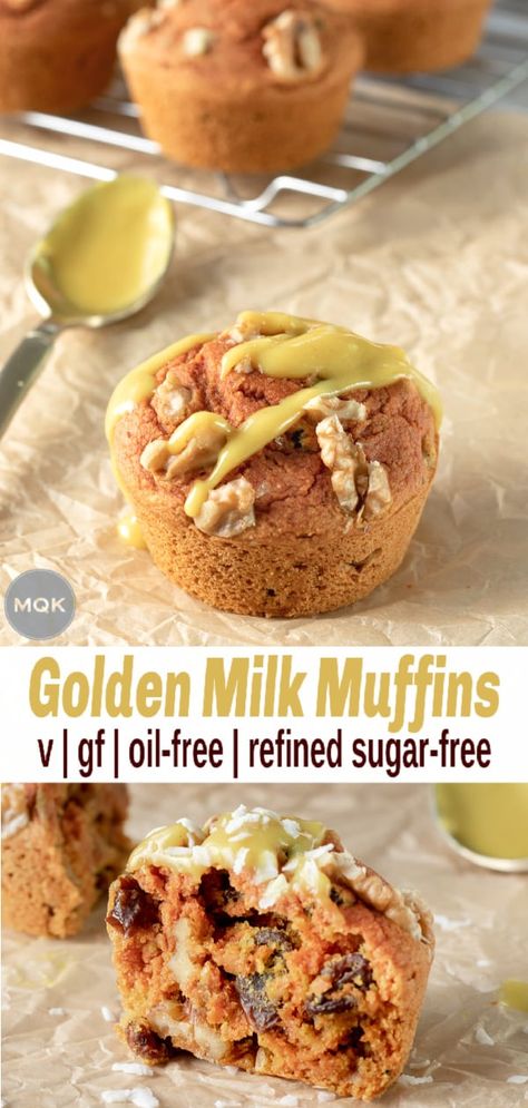 Golden Milk Muffins, Turmeric Dessert, Wfpb Muffins, Turmeric Muffins, Milk Muffins, Vegan Golden Milk, Muffins Chocolate Chip, Vegan Muffin, Healthy Waffles