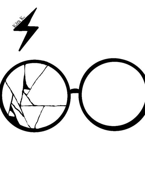 Harry Potter Glasses Tattoo, Harry Potter Line Art, Harry Potter Lines, Harry Potter Clipart, Glasses Drawing, Glasses Tattoo, Hp Tattoo, Harry Potter Glasses, Tattoos And Piercings