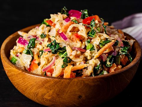 Bavarian Sauerkraut Salad • Plochman's Mustard Sauerkraut Salad, Unique Side Dishes, Matchstick Carrots, Coleslaw Dressing, Green Kale, Sauteed Kale, Ground Mustard, Dill Pickle, Yellow Onion