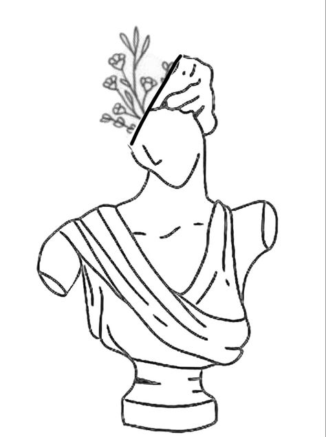 Roman Statue Drawing, Greek Statue Tattoo, Arm Tattoos Lettering, Apollo Greek, Canvas Embroidery, Base Drawing, Statue Tattoo, Roman Statue, Easy Drawings For Beginners