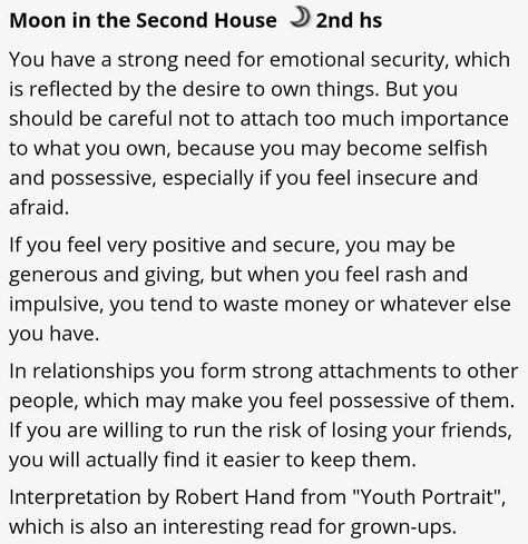 Moon in the 2nd house Moon In 2nd House, Spirituality Journey, Moon Horoscope, Taurus Energy, Moon Sign Astrology, Venus In Libra, Astrology Houses, Mercury Sign, Moon In Leo