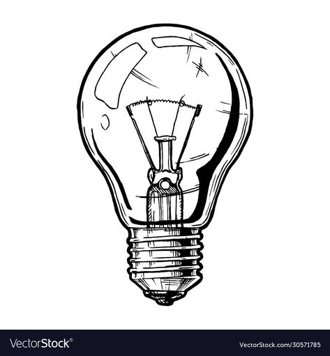 Lightbulb Line Drawing, Lightbulb Drawings, Battery Drawing, Bulb Sketch, Light Bulb Sketch, Light Bulb Tattoo, Idea Lightbulb, Light Bulb Graphic, Bulb Illustration