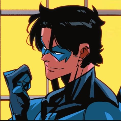 Nightwing Profile Picture, Nightwing Haircut, Blue And Red Discord Banner, Nightwing Comic Icons, Nightwing Drawing, Comic Nightwing, Nightwing Pfp, Nightwing Aesthetic, Nightwing Icon