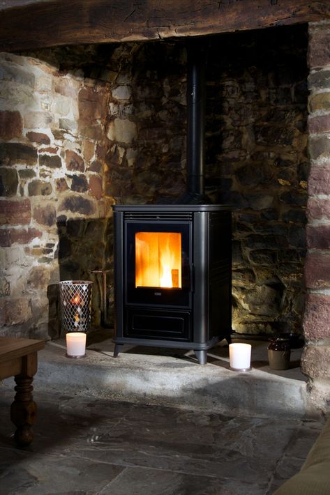 This is a wood pellet stove to heat your home, designed to replace a traditional wood burner. Pellet Stoves Free Standing, Modern Pellet Stove, Pellet Stoves, Wood Pellet Stoves, Wood Pellet, Real Fire, Wood Pellets, Pellet Stove, Cozy Living