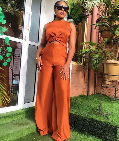 Two Piece Outfits Pants Classy, Two Piece Outfits Pants, Vintage Two Piece, African Print Maxi Skirt, Two Piece Outfits, Elegant Dresses Classy, Two Piece Pants Set, Burnt Orange Color, Shop The Look