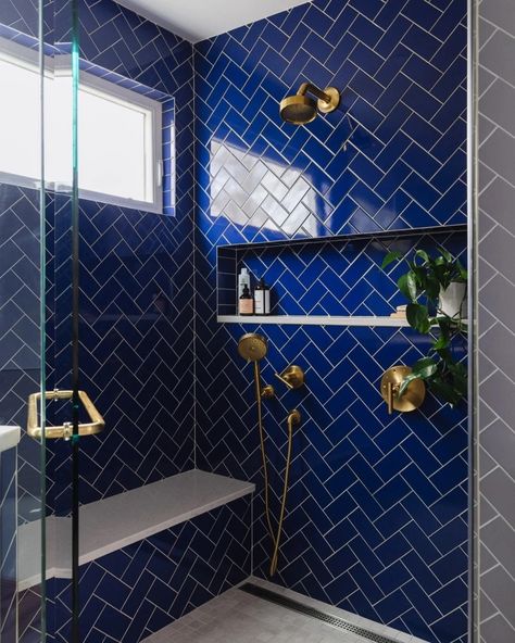 Shower Window Helps Ventilate Bathroom Humidity | Pella Royal Blue Bathroom Ideas, Living Room Window Ideas, Royal Blue Bathroom, Room Window Ideas, Bathroom Window Ideas, Shower Windows, Royal Blue Bathrooms, Blue Tile Bathroom, Wall Of Light