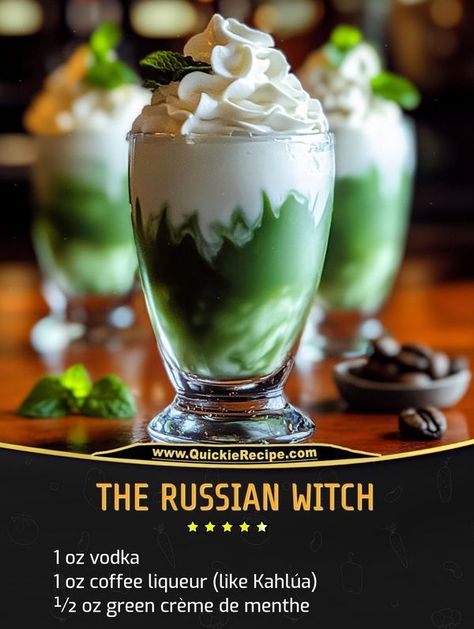 Russian Witch Drink, Witch Ingredients, Formula Recipes, Grandma Cooking, Coffee Liqueur, Delicious Soup Recipes, Halloween Drinks, Minty Green, Alcohol Drink Recipes