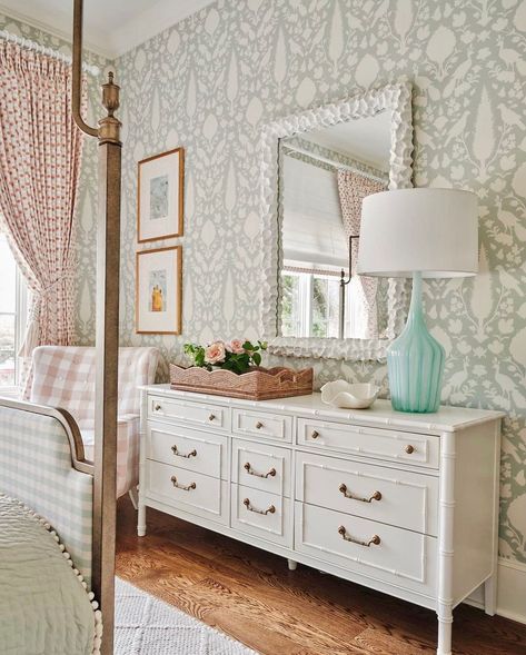 Girls Space Bedroom, Repurposing Antiques, Tori Rubinson, Mixing Modern And Antique Furniture, Faux Bamboo Dresser, Bamboo Dresser, Dresser Vintage, Thomasville Furniture, Painted Bamboo