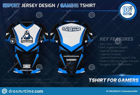 Esport Jersey Design With Dummy Logo And Sponsorship Stock Vector - Illustration of dummy, color: 205348229 Esport Jersey Design, Like Logo, Jersey Design, Team Names, Sport T Shirt, Game Design, Design Template, Concept Design, White Color