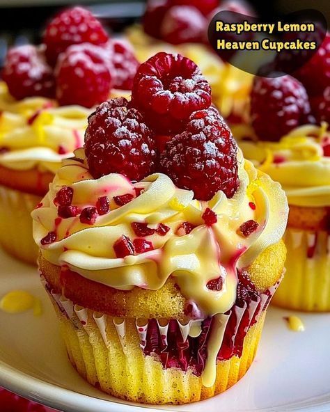 Grandma's Cooking Recipes | 🍋💖 Raspberry Lemon Heaven Cupcakes 🍋💖 Light, fluffy cupcakes filled with fresh raspberries and a hint of lemon, topped with a zesty lemon ... | Facebook Lemon Heaven, Fluffy Cupcakes, Cupcakes Filled, Ireland Food, Grandma Cooking, Chocolate Banana Muffins, Fresh Raspberries, Lemon Raspberry, Cream Frosting