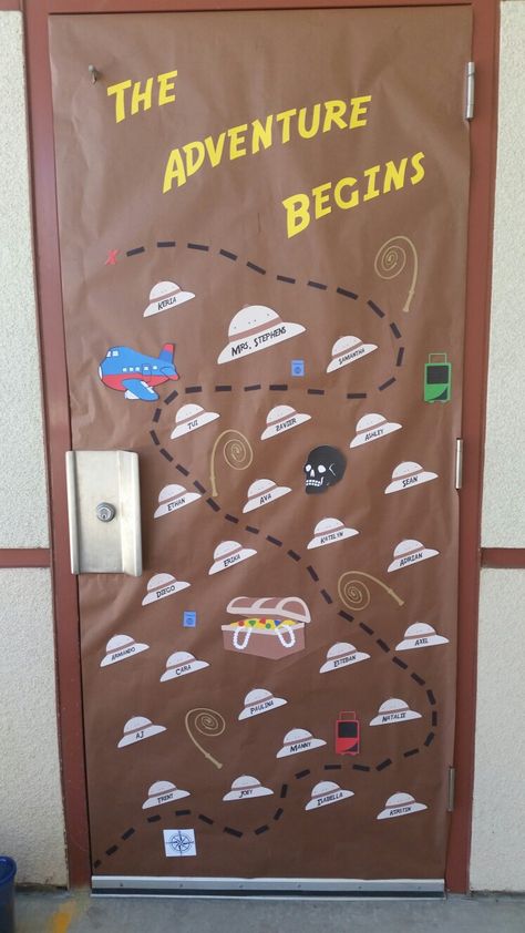 School doors, bulletin board, indiana jones, adventure, classroom doors Indiana Jones Bulletin Board, Indiana Jones Theme, Adventure Bulletin Board, Adventures In Learning Classroom Theme, Learning Is An Adventure Bulletin Board, Learning Is An Adventure Classroom Theme, Travel Theme Classroom, Door Bulletin Boards, Indiana Jones Adventure