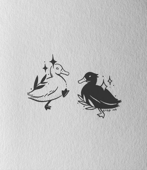 Simple Duck Tattoo, 24 Tattoo, Crisp Ink, Goose Tattoo, Couple Tat, Sister Tat, Maching Tattoos, Cute Matching Tattoos, Matching Friend Tattoos