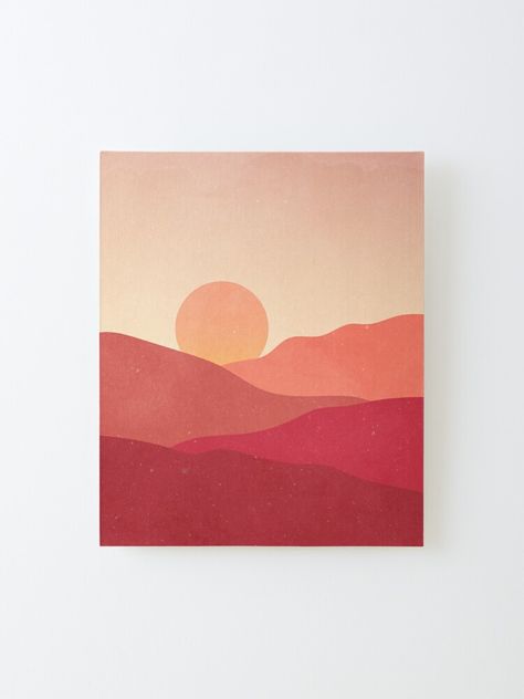 "Minimalist Sunset Landscape" Mounted Print by ind3finite | Redbubble Boho Sunset Painting, Easy Canvas Art Sunset, Sunset Canvas Painting, Simple Artwork, Room Painting, Scenery Paintings, Minimalist Landscape, Canvas Painting Designs, Cute Paintings