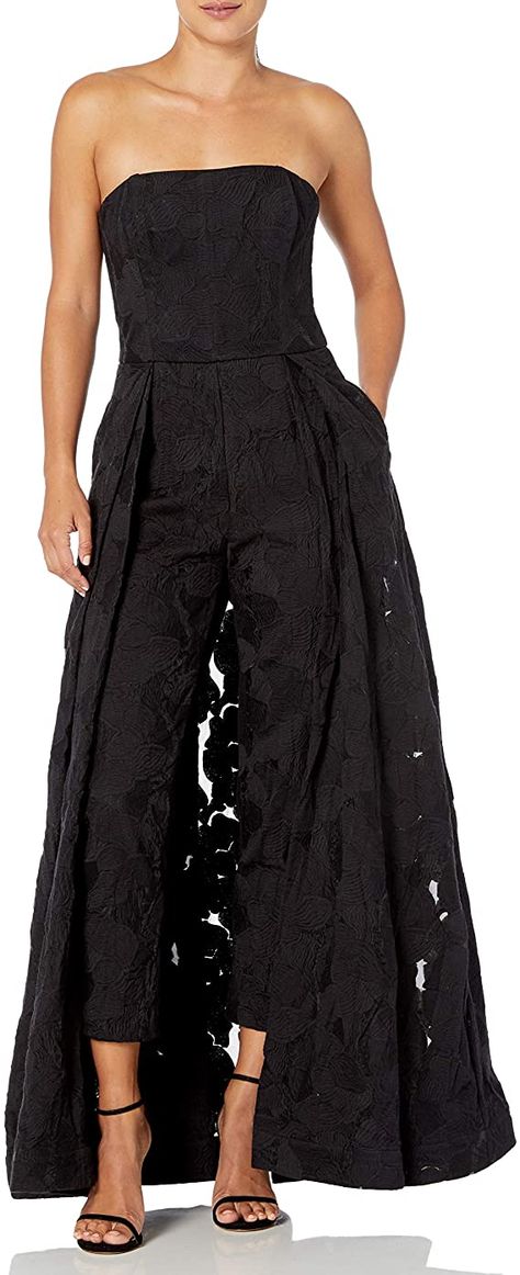 Amazon.com: HALSTON Women's Strapless Jacquard Jumpsuit with Skirt Overlay: Clothing Jumpsuit With Skirt Overlay, Jumpsuit With Skirt, One Piece Black, Evening Jumpsuit, Overlay Skirt, Zipper Skirt, Halston Heritage, Strapless Dress Formal, Jumpsuits For Women