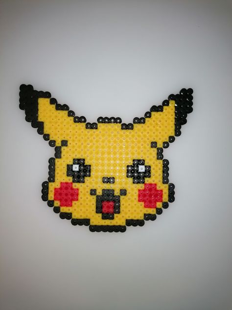 Perler Pikachu, Pokémon Cute, Cute Perler, Pikachu Face, Perler Creations, Iron Beads, Fuse Beads, Hama Beads, Perler Beads