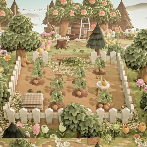 Lauren ♡ on Instagram: "💐A small little potato farm💐  Preset is Jasper by @ephhemere.acnh  check out my amazing partners! @acorn.oats @woodsy.crossing @bunbee.gaming @cosy.chey @swagfroggychairs @acnh.hakuisland @marigoldsmemories @bugscozy @soleilastreasure  🔑 - animal crossing new horizons nintendo switch flowers cozy gamer acnh inspo island design   🏷#animalcrossing #animalcrossingnewhorizons #animalcrossinginspo #acnh" Acnh Turnip Farm Design, Acnh Cozy Island Ideas, Acnh Punchy Yard, Overgrown Animal Crossing Island, Plank Acnh Code, Acnh Island Designs Entrance Fairycore, Acnh Wildflower Design, Acnh Berry Farm, Flower Farm Acnh