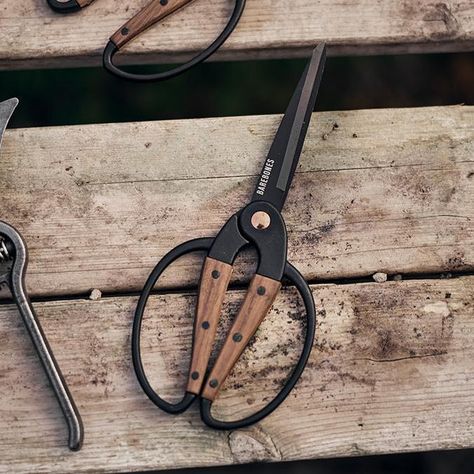 These walnut and stainless steel gardening scissors are as durable as they are comfortable. Perfect for harvesting and trimming, while also being water- and rust-resistant, these scissors will quickly become a garden staple. Seed Raising, Harvesting Herbs, Garden Scissors, Garden Shears, Small Scissors, Garden Planner, Living Essentials, Tool Belt, Gardening Gloves