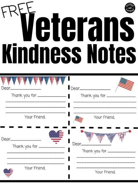 These thank you notes printables are perfect to write to active military members or veterans and are a great way to help our kids spread kindness. They're perfect as a 4th of July activity, a Veteran's Day activity, or a 9/11 activity #kindness #kindnessactivities #kindnessactivitiesforkids #veteransday #9/11 #september11 #4thofjulyactivities #gratitude #thankyounotes #military Veterans Thank You, Veterans Day Activities For Kids Free Printable, Veterans Day Cards Printables, Veterans Day Worksheets For Preschool, Girl Scout Veterans Day Activities, Veterans Day Thank You Cards From Kids, Veterans Day Kids Craft, Diy Veterans Day Cards, Veterans Day Lessons For Kids