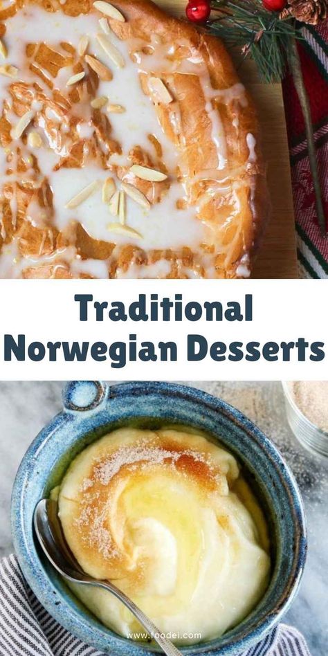 Discover the sweet side of Norway with these traditional Norwegian desserts! From the iconic Kransekake to rich Risengrynsgrøt, indulge in these authentic treats that capture the essence of Norwegian cuisine. #NorwegianDesserts #ScandinavianSweets #TraditionalDesserts #Kransekake #Risengrynsgrøt #NorwayCuisine #NorwegianRecipes #ScandinavianBaking #DessertLovers #HolidayDesserts #SweetTreats #NorwegianFood Norwegian Dessert Recipes, Norway Desserts, Authentic Norwegian Recipes, Norwegian Deserts, Norwegian Recipes Traditional, Nordic Desserts, Norweigen Recipes, Norwegian Christmas Food, Norwegian Cake Recipe