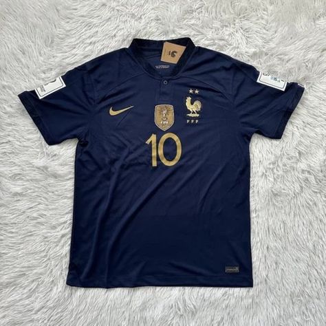 Men's Kylian Mbappe France World Cup 2022 Home Blue New Soccer Jersey France Football Jersey, Mbappe France, France World Cup, France Soccer Jersey, France Jersey, Carhartt Shirts, Kylian Mbappe, Soccer Kits, Jersey Outfit