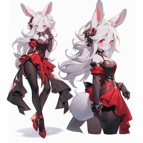 Kemonomimi Bunny, Rabbit Character Design Human, Rabbit Girl Character Design, Bunny Girl Character Design, Bunny Oc Art, Bunny Outfit Drawing, Bunny Human Hybrid, Bunny Girl Oc, Bunny Ears Drawing