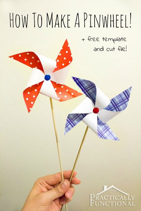 How To Make A Pinwheel: Step by step instructions for making pinwheels in any color, plus a free printable template and cut file! Giant Pinwheel, How To Make Pinwheels, Paper Pinwheels, Pinwheels Paper, Pony Birthday, 4th July, Summer Crafts, Spring Crafts, How To Make Paper