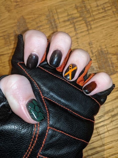 Bakugou Nails Art, My Hero Academia Inspired Nails, Anime Inspired Nails, Naruto Nails, Elite Nails, Nails Edgy, Cute Short Nails, Anime Nails, Nails Easy