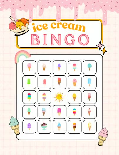 Ice cream bingo | TPT End Of The Year Party, Ice Cream Social, Social Games, Ice Cream Party, Bingo Cards, End Of The Year, Calling Cards, Bingo, The Year