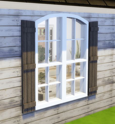 sUE'S WINDOW Sims 4 Window Shutters, Sims 4 Cc Farmhouse Windows, Sims 4 Windows Cc, Outdoor Window Decor, Sims 4 Cottage, Cottage Windows, Cc Furniture, Window Shelves, Farmhouse Windows