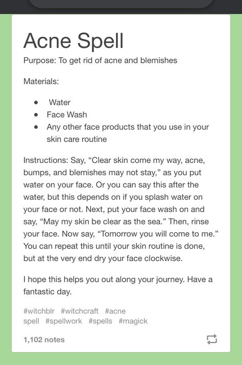 Spell To Not Care, Spell For Clear Skin Witchcraft, Spells To Get Rid Of Acne, Clear Skin Spell Witch, Spells For Clear Skin, Witch Beauty Tips, Acne Spell Witchcraft, Subtle Witchcraft, Spell For Clear Skin