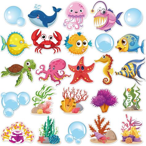 PRICES MAY VARY. 🐠Package Includes: You will receive 25 pieces of tropical fish cutouts and 9 letter stickers for DIY, and 90 glue dots for you to paste, including a variety of colorful ocean elements, vivid and realistic patterns, perfect for preschools, kindergartens, daycare centers and children's bedrooms for decorative needs 🐟Relaxing Ocean Accents: These ocean decorations are very versatile, such as classroom decorations, distinguishing party areas, spring and summer parties, back to sch Theme Ocean Preschool, Under The Sea Bulletin Board, Sea Bulletin Board, Pictures Of Sea Creatures, Ocean Doodles, Ocean Decorations, Ocean Party Decorations, Ocean Theme Party Decorations, Ocean Themed Party