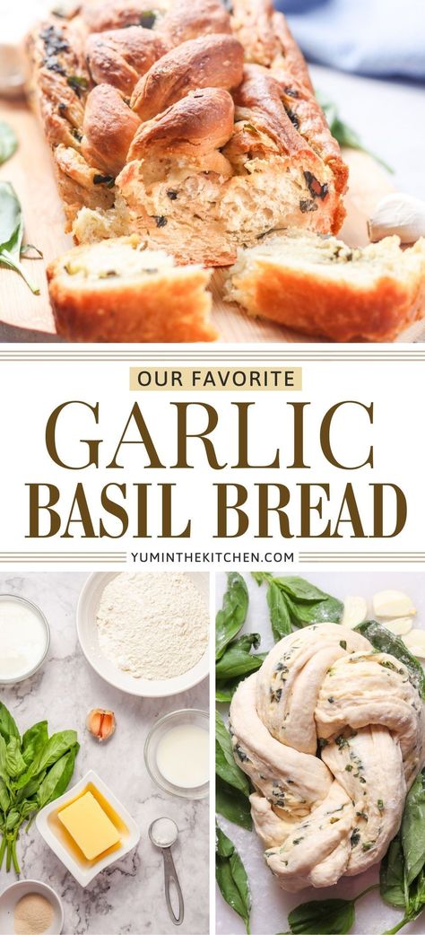 Our new favorite recipe for Homemade Basil-Garlic Bread – the perfect blend of simplicity, health, and speed. This recipe takes you through a hassle-free process of creating bread that’s not just easy to make but also packed with the nutritious goodness of basil and garlic. Ideal for those on-the-go, this bread promises a homemade taste that’s both quick to prepare and beneficial for your well-being. Embrace the aroma of freshly baked bread in your home with this foolproof, delightful recipe. Recipes With Fresh Garlic, Basil Bread Recipe, Braided Garlic, Braided Bread Recipe, Garlic Herb Bread, Homemade Bread Recipe, Basil Bread, Herb Bread, Braided Bread