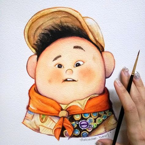 Russell (Drawing by AliciaChan_LoveArt @Instagram) #Up Disney Drawing Tutorial, Pencil Arts, Disney Doodles, Anime Drawing Sketches, Disney Drawings Sketches, Disney Paintings, Animation Art Sketches, Disney Art Drawings, Fish Drawings