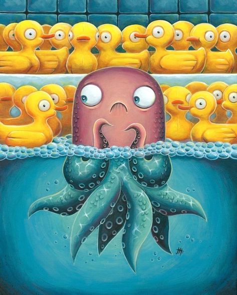 Squid Painting, Rubber Duck Bathroom, Duck Bathroom, Behind Enemy Lines, Octopus Art, Wooden Jigsaw Puzzles, Wooden Jigsaw, 500 Piece Puzzles, Puzzle Design