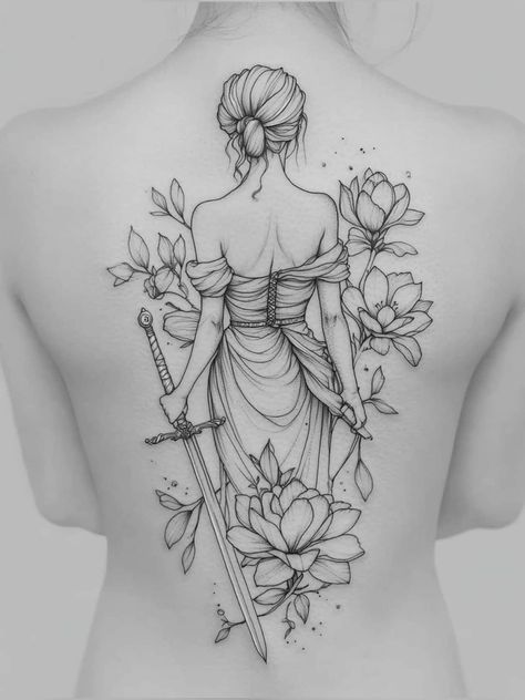 Women Linework Tattoo, Fine Tattoos For Women, Archer Tattoo, Female Warrior Tattoo, Tattoo Linework, Mother Nature Tattoos, Small Girly Tattoos, Body Outline, Cross Tattoos For Women