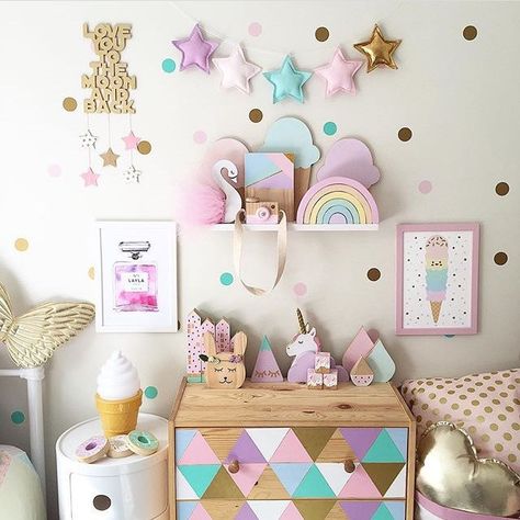 Pastel prettiness featuring our pastel stack ice-cream print 🙌🏼 pic credit: @mumma_leesha Girl Room Inspiration, Polka Dot Walls, Toddler Girl Room, Girl Bedroom Designs, Room Goals, Toddler Bedrooms, Kids Wall Decals, Kids Nursery, Children's Bedroom