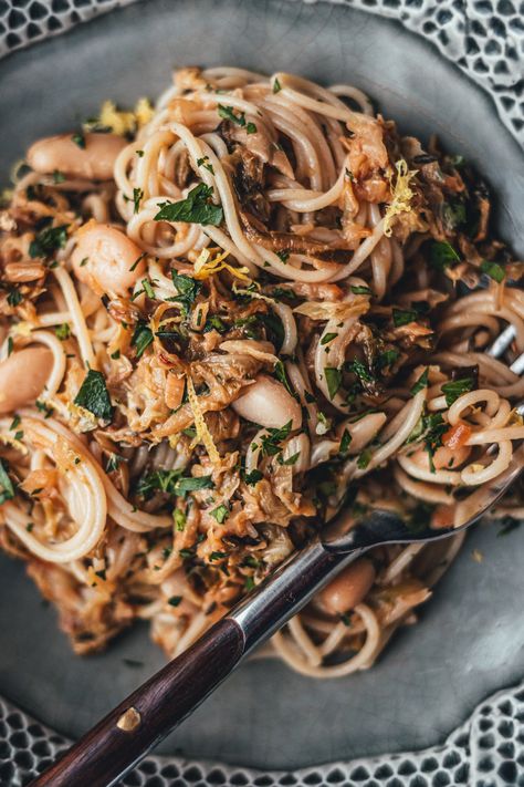 Cabbage And White Beans, White Cabbage Recipes, Cabbage Pasta, Spring Eats, Sliced Cabbage, White Cabbage, Eat Me Drink Me, Bean Pasta, Spring Fruit