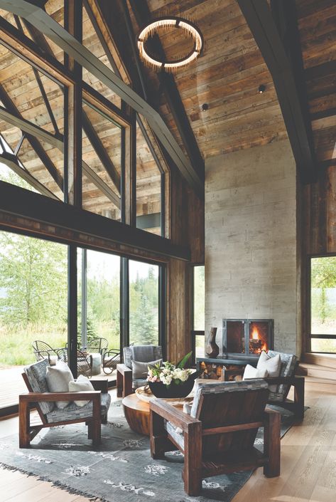 Montana Living Room, Montana Living, Limestone Countertops, Small Sitting Area, Loafing Shed, Whitefish Montana, Montana Homes, Mountain Living, Granny Flat