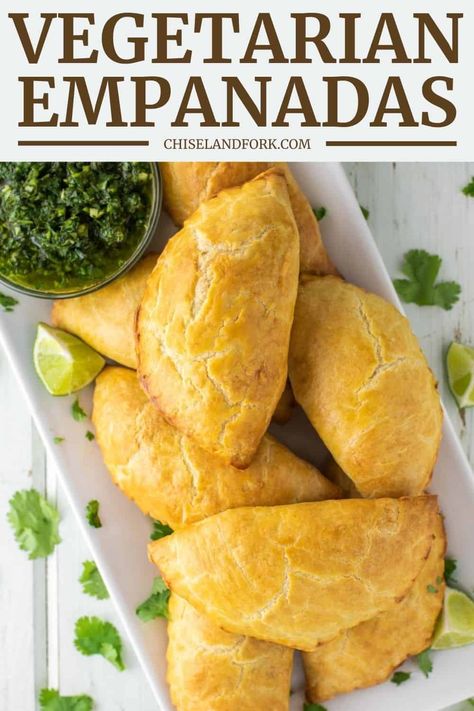 This vegetarian empanadas recipe uses a simple dough and is stuffed with sweet potatoes, peppers, black beans, corn and spices. #vegetarianempanadas #empanadas #vegetarian #empanadarecipe | chiselandfork.com Vegetable Empanadas Recipe, Vegetarian Empanadas Recipe, Vegetable Empanadas, Empanadas Recipes, Empanada Recipes, Pocket Pies, Potato Empanadas, Vegetarian Empanadas, Catering Recipes