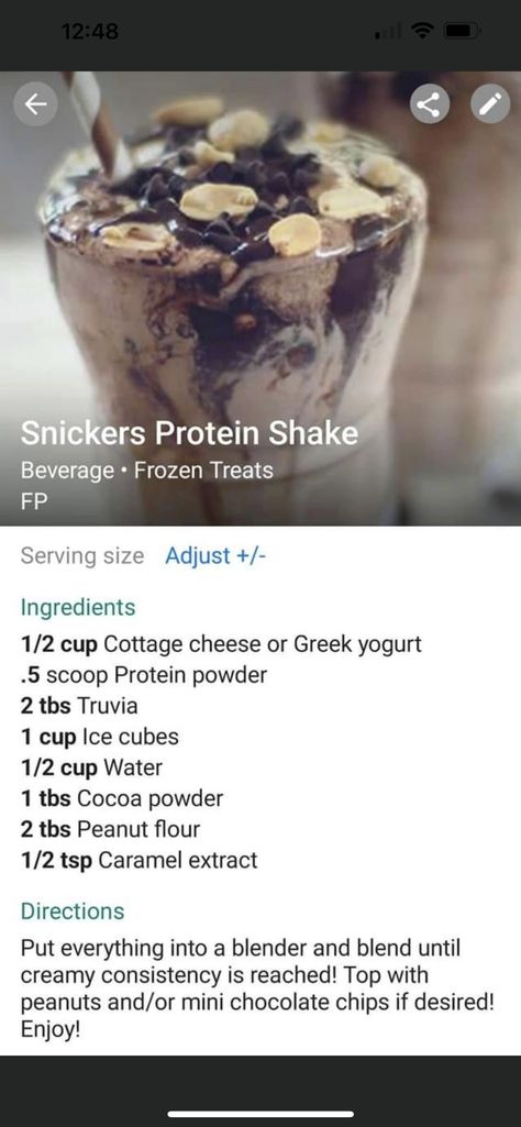 Thm Snickers Shake, Snickers Shake, Thm Smoothies, Snickers Protein, Adkins Diet, Thm Drinks, Peanut Flour, Trim Healthy Mama Recipes, Sugar Free Diet