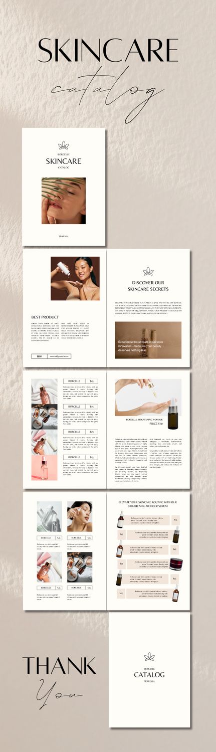 Introducing our Minimalist Skincare Catalog template! Elevate your skincare brand with sleek design and minimalist elegance. Whether you're showcasing cleansers, serums, moisturizers, or masks, this catalog ensures your products are the focus. Simplify your marketing efforts and captivate your audience with clean aesthetics. Download now and redefine simplicity in skincare presentation! Minimalist Catalog Design, Skincare Presentation, Catalog Template, Minimalist Skincare, Furniture Catalog, Skincare Brand, Elegant Furniture, Catalog Design, Card Layout